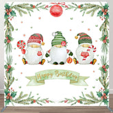 Aperturee - Aperturee Cherry Candy Gnome Xmas Birthday Pillow Case Backdrop